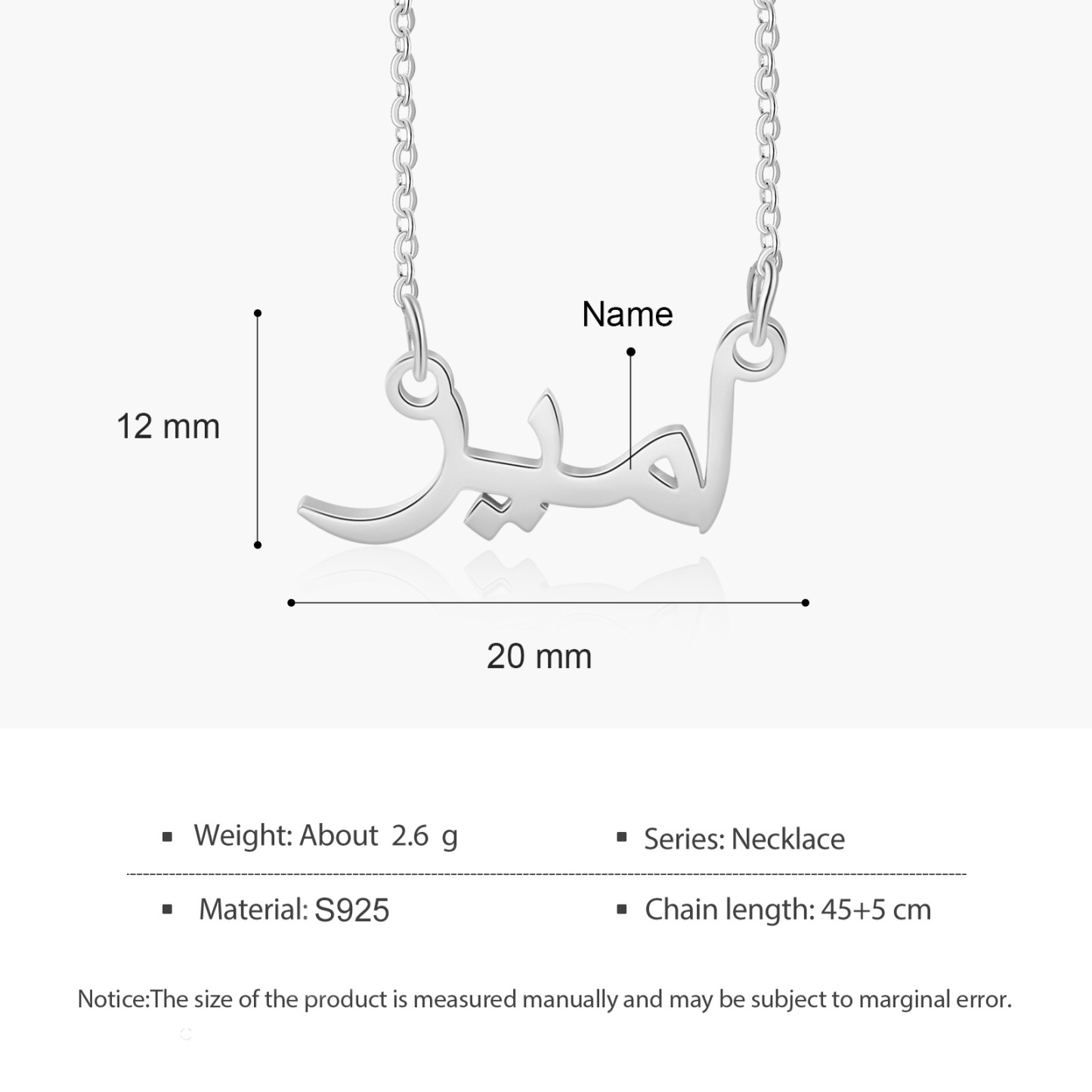 Arabic Name Necklace Custom 1 Name Necklace Gift For Her