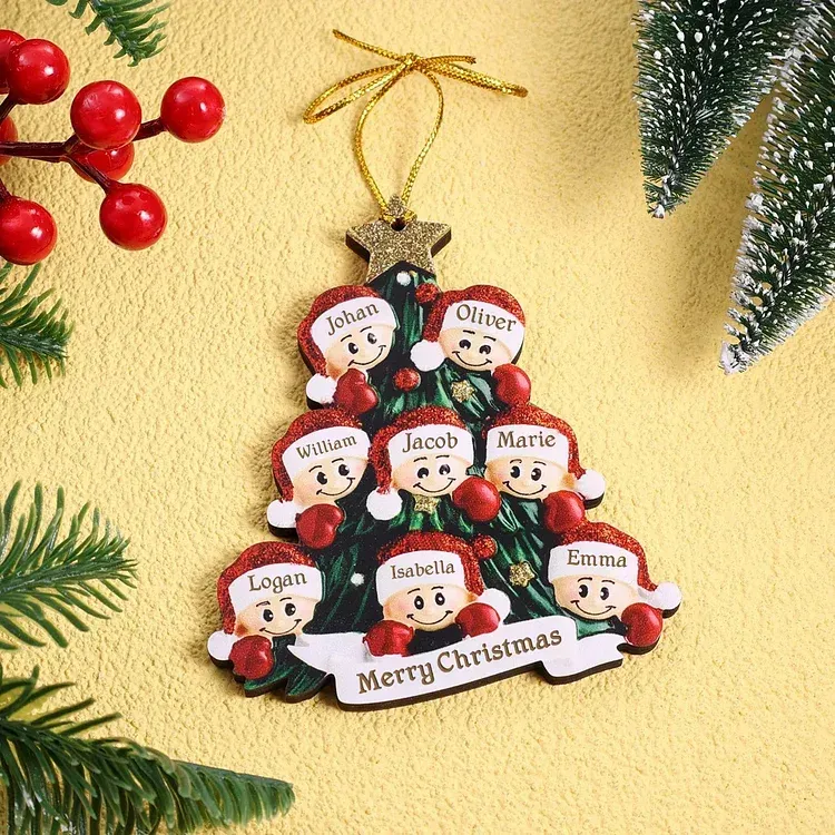 Family Christmas Ornament Custom 8 Names Hanging Ornament Gifts For Family