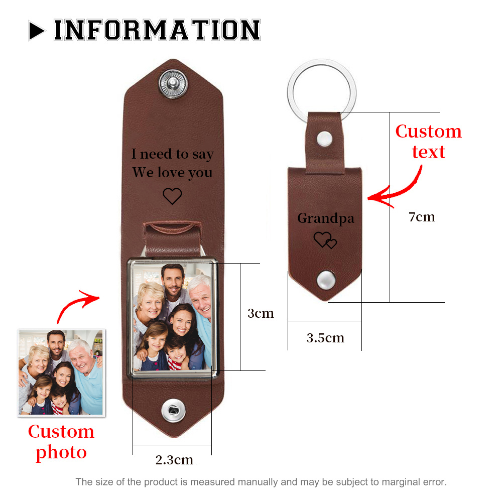 Personalized Photo Keychain Gift Customized Name Special Keychain Gift for Dad/Grandpa