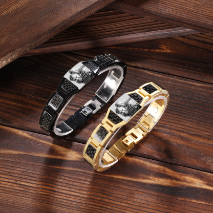 Personalized Wristband Bracelet Custom Photo ID Bar Men's Bracelet Bangle Gifts For Him