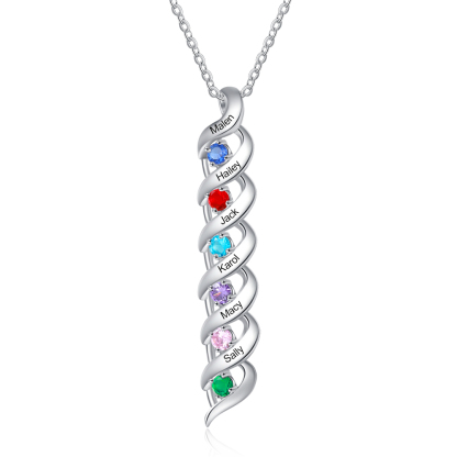 3 Names-Customized Necklace Cascading Pendant with 1-10 Birthstones Engraving 3 Names Gifts for Her