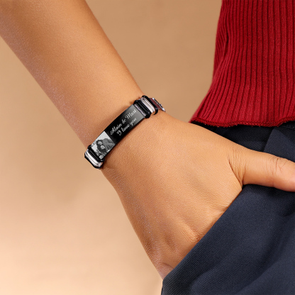 Personalized Women's Photo Bracelet Custom Photo ID Bar Wristband Bangle Gifts For Her