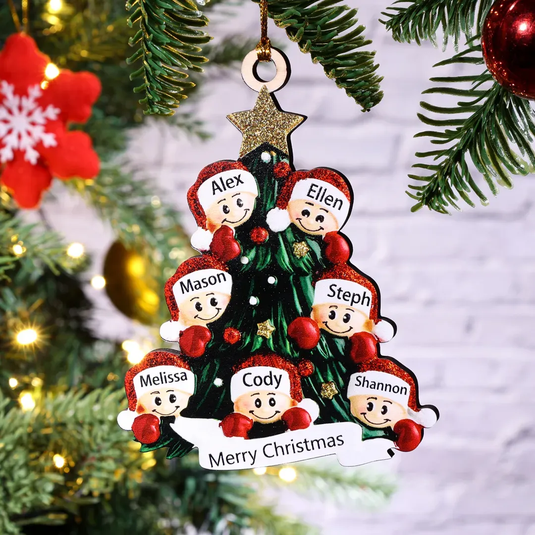 Family Christmas Ornament Custom 7 Names Hanging Ornament Gifts For Family