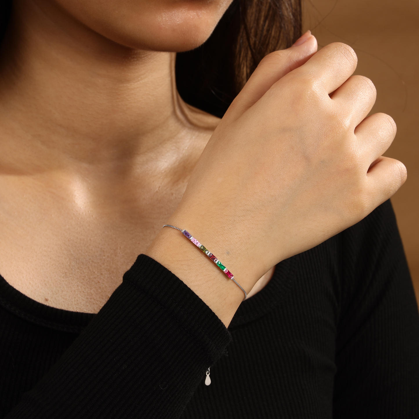 Personalised S925 Silver Women's Bracelet – Custom 1 Birthstone Gift for Nan/Mum/Daughter | Jessemade