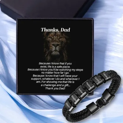 1-8 Names Personalized Braided Leather Bracelet Engraving Men's Bracelet Gift for Dad