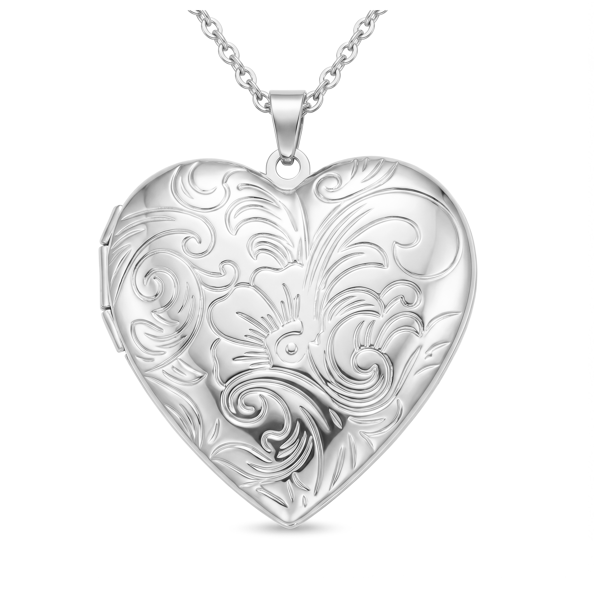 Personalized Heart Locket Necklace Custom with 2 Photos and NFC for Women