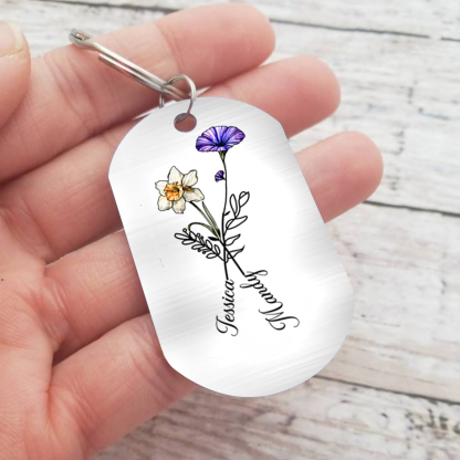 Personalized Keychain with Floral Calendar — The Day Our Love Blossomed