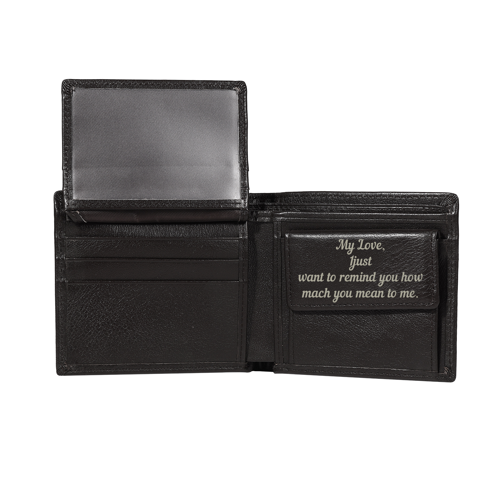 Personalized Leather RFID Bifold Wallet for Men with ID Window and Initial or Name Engraved