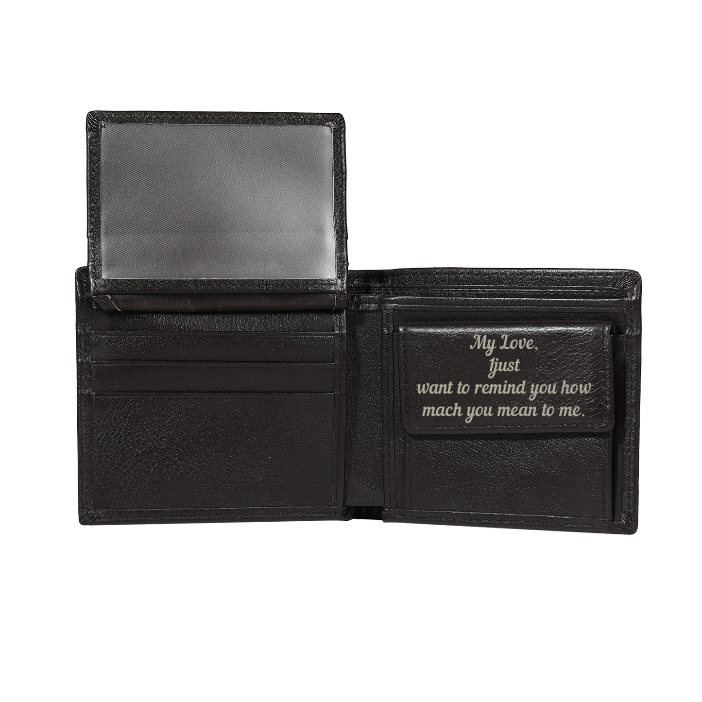 Personalized Leather RFID Bifold Wallet for Men with ID Window and Initial or Name Engraved