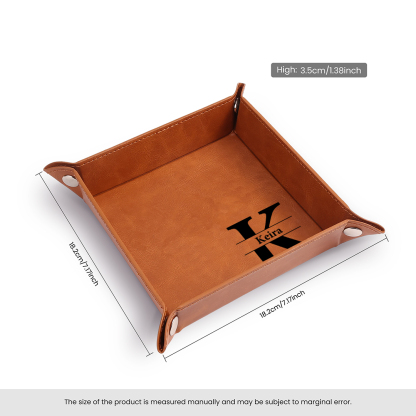 Personalized Classic PU Leather Valet Tray with 10 Pattern Options Special Gift for Men