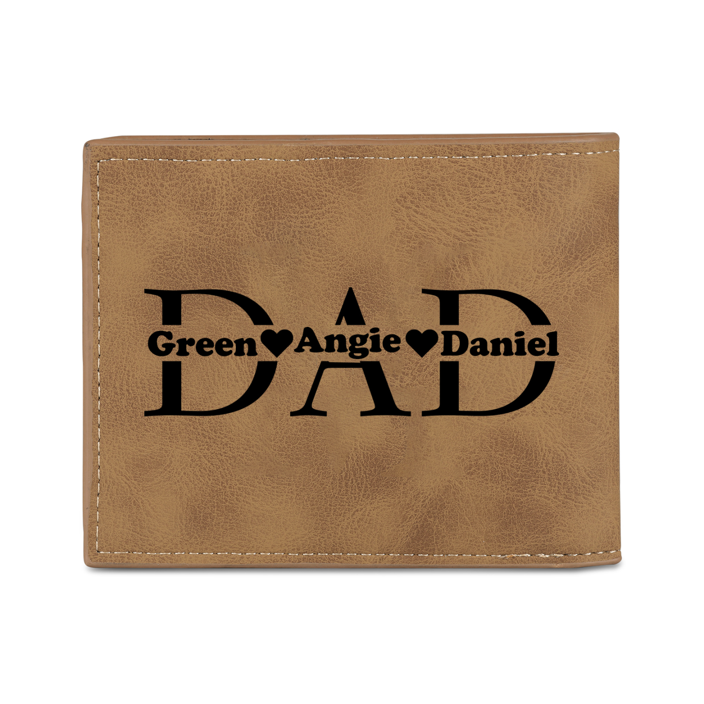 3 Names - Personalized Photo Custom Leather Men's Wallet as a Father's Day Gift for Dad