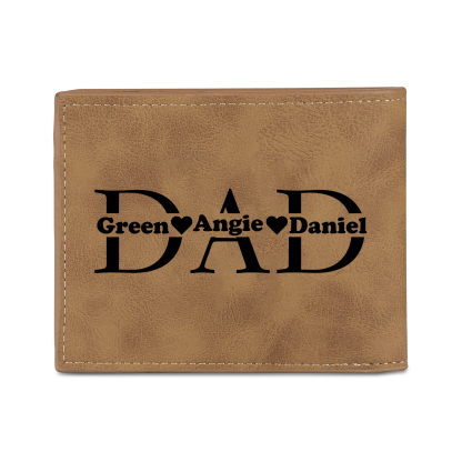 3 Names - Personalized Photo Custom Leather Men's Wallet as a Father's Day Gift for Dad