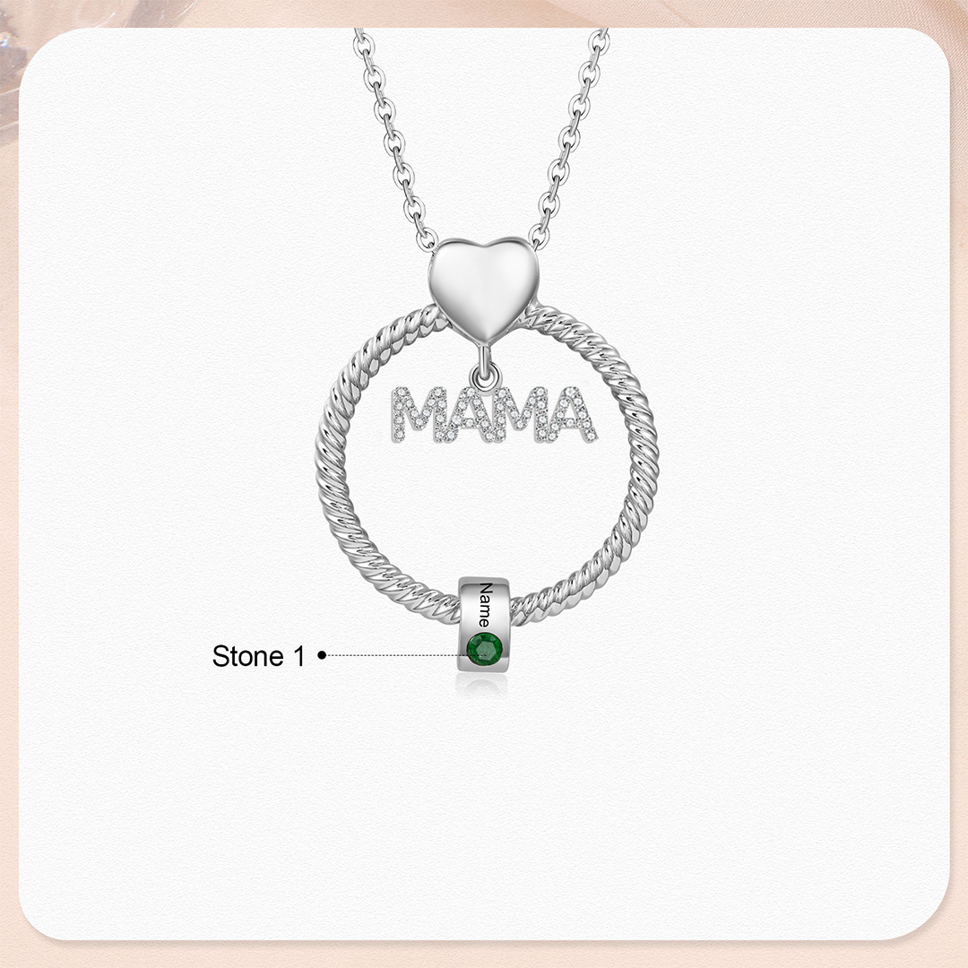 1 Name-Personalized Mom Necklace Set With  Premium Custom Necklace With 1 Birthstones Engraved Names Gift For Mother