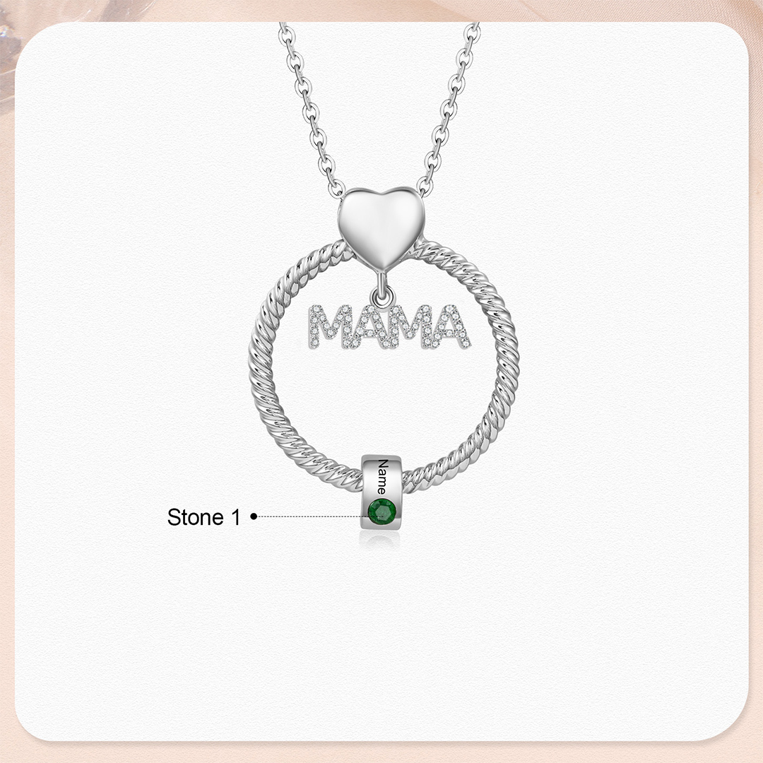 1 Name-Personalized Mom Necklace Set With  Premium Custom Necklace With 1 Birthstones Engraved Names Gift For Mother