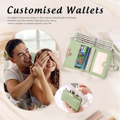 Personalized Photo And Text Pu Leather Zipper Wallet Coin Purse Three Colors Optional Gift For Women