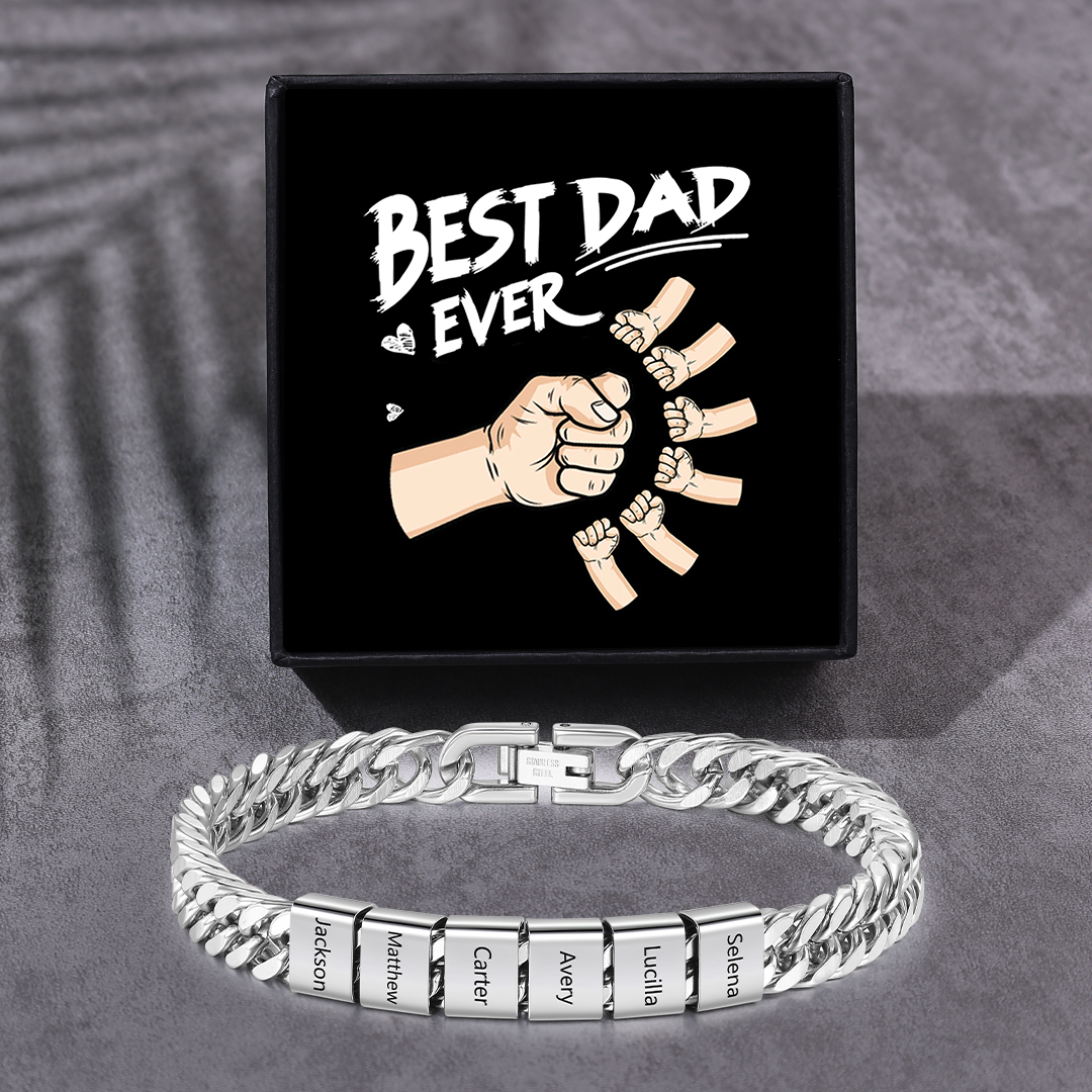 3 names - Father’s Day Custom Name Stainless Steel Bracelet – Personalized Men’s Chain