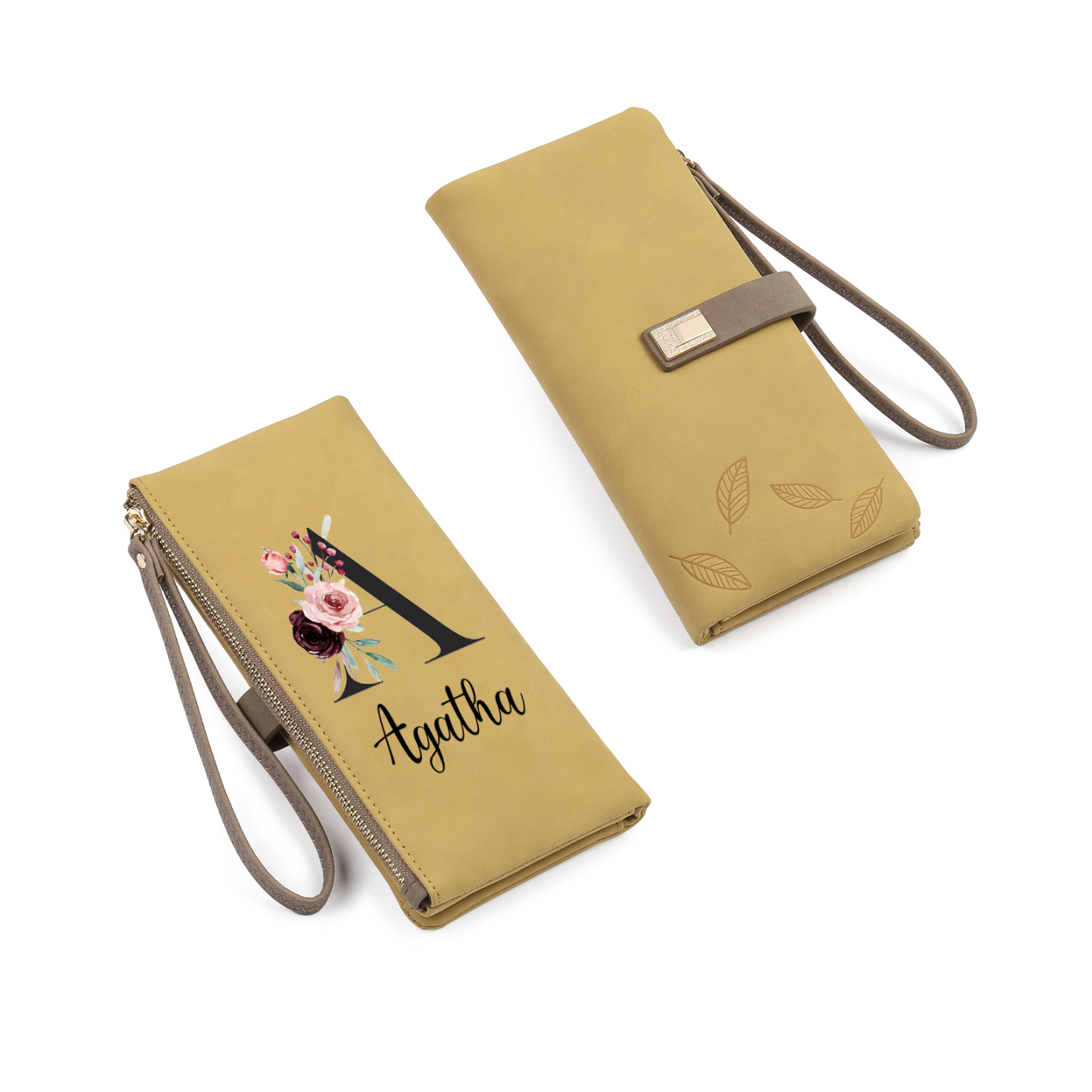 Personalized Exquisite Women'S Wallet Customized Letter And Name Zipper Wallet For Grandma