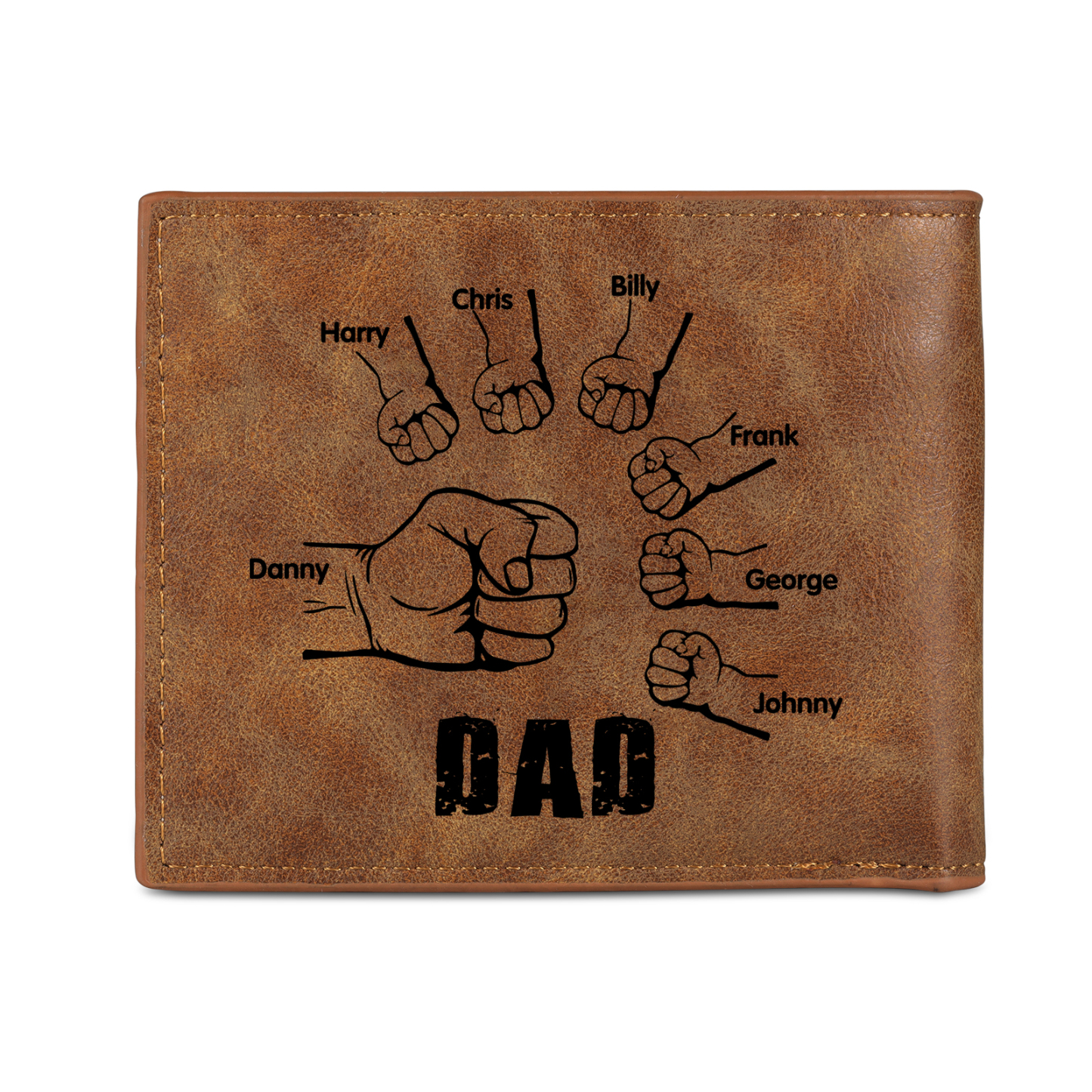 7 Names - Personalized Photo Custom Leather Men's Wallet as a Father's Day Gift for Dad
