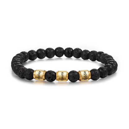 3 Names-Personalized Men's Bracelet Engraved Beads Bracelet Personalized Gift for Him