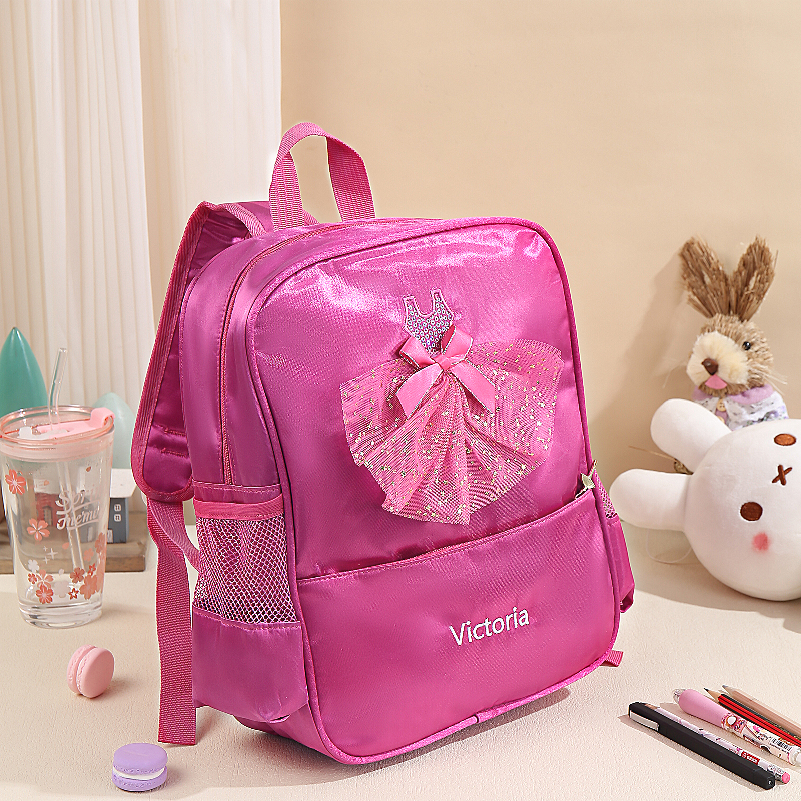 Personalized Name Band Princess Dress Accessories Satin Children Backpack Back To School Gift