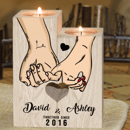 Personalised Couple Gift Set Pinky Promise Couple Candle Holder Heart
