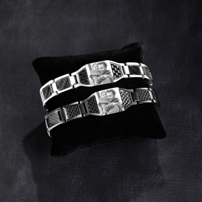 Personalized Bracelet Custom Photo ID Bar Men's Bracelet Bangle Gifts For Him