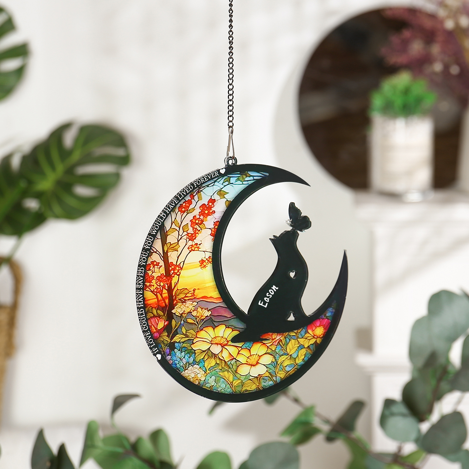 Personalize Bengal Cat Memorial Suncatcher Window Hanging Ornament - Pet Loss Sympathy Gift For Cat Lover