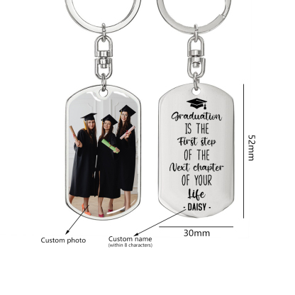 Personalized Photo Keychain 2024 Graduation Gifts-Graduation is the first step of the next chapter of your life