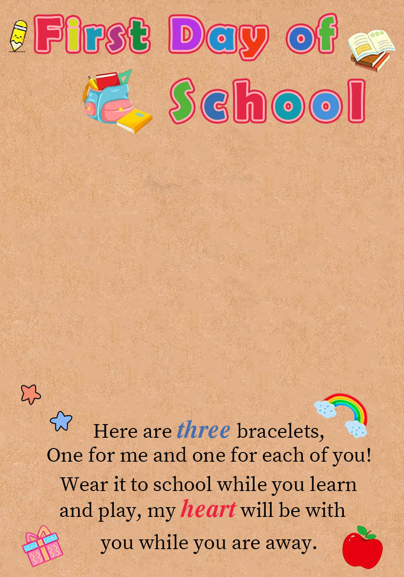 3Pcs Love Heart Bracelet Stainless Steel Braided Bracelet Kids Back to School Gift