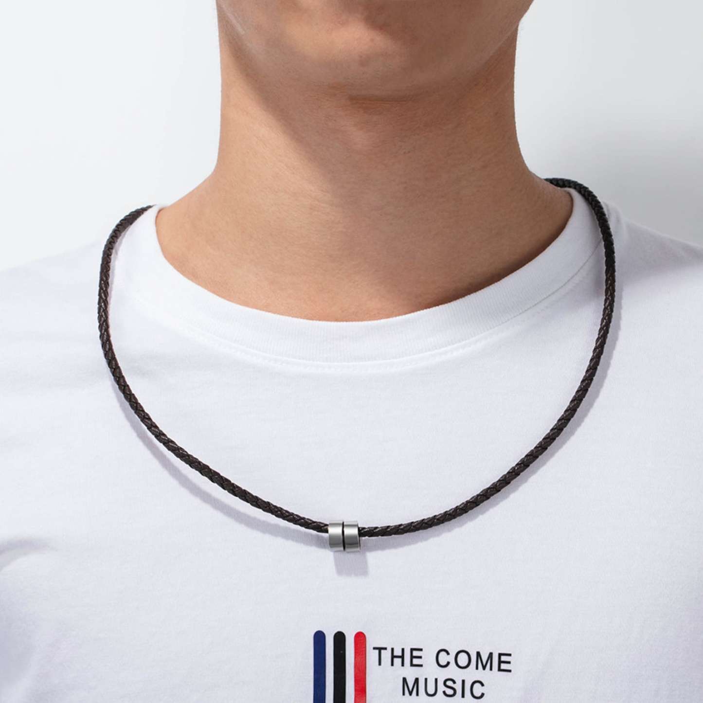 Mens Leather Braided Bracelet With 4 Custom Beads Engarved 4 Names Personalized Bracelet Black