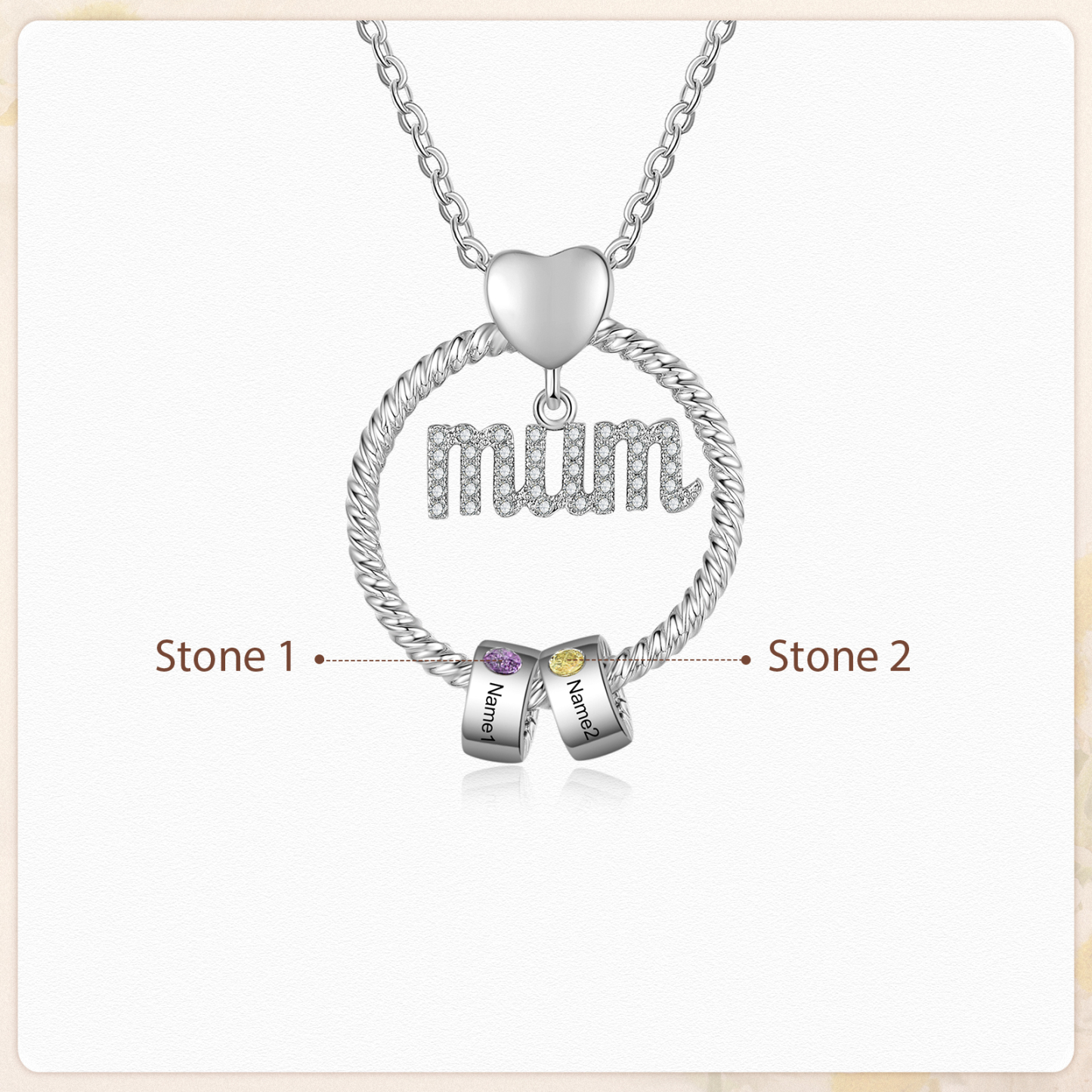 2 Names-Personalized Mom Necklace Set With  Premium Custom Necklace With 2 Birthstones Engraved Names Gift For Mom