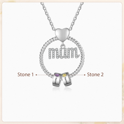 2 Names-Personalized Mom Necklace Set With  Premium Custom Necklace With 2 Birthstones Engraved Names Gift For Mom