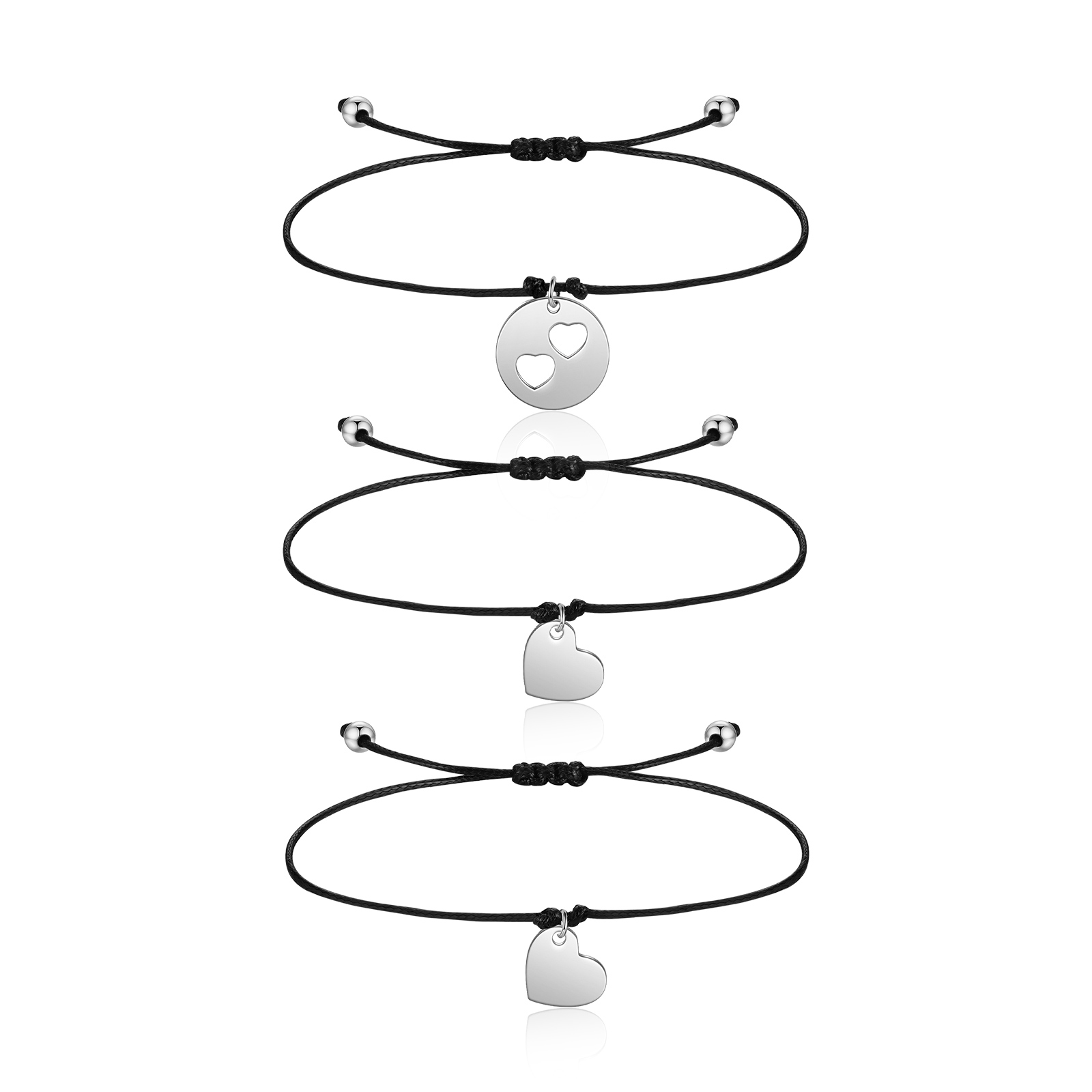 3Pcs Love Heart Bracelet Stainless Steel Braided Bracelet Kids Back to School Gift