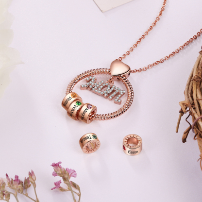 4 Names-Personalized Necklace With 4 Birthstones Engraved Names Gift For Mother