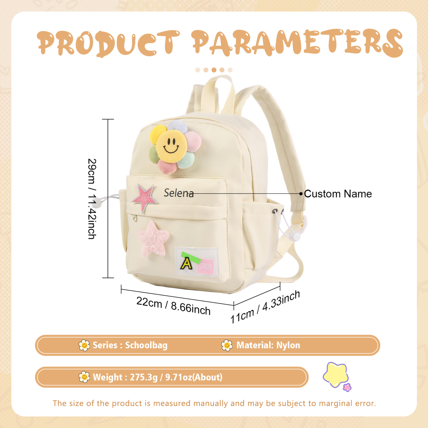 Personalized Nylon Polyester Children's Custom Name Backpack Back to School Gift