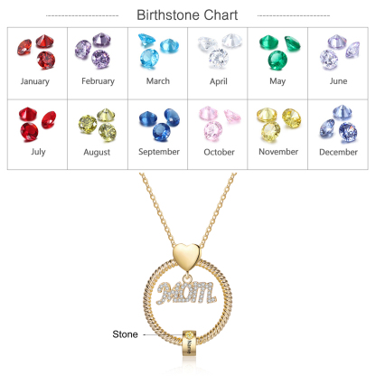 1 Name-Personalized Mom Necklace Set With  Premium Custom Necklace With 1 Birthstones Engraved Names Gift For Mother