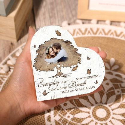 Mothers Gifts Personalized Love Couple Heart Candle Holder Engrave Photo Wooden Candlesticks Valentines Gift