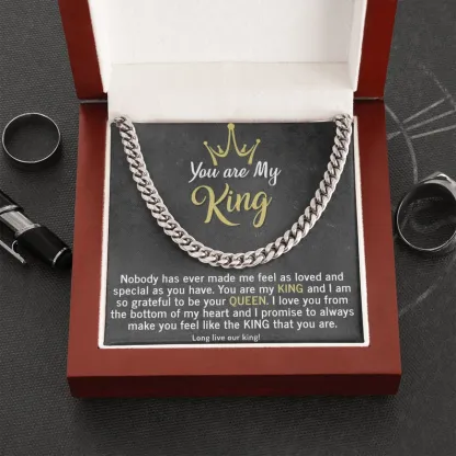 To My Man-Cuban Link Chain Necklace Gift Set "You Are My King"