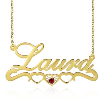 Personalized Necklace With Birthstone Custom 1 Name Necklace Gift For Women