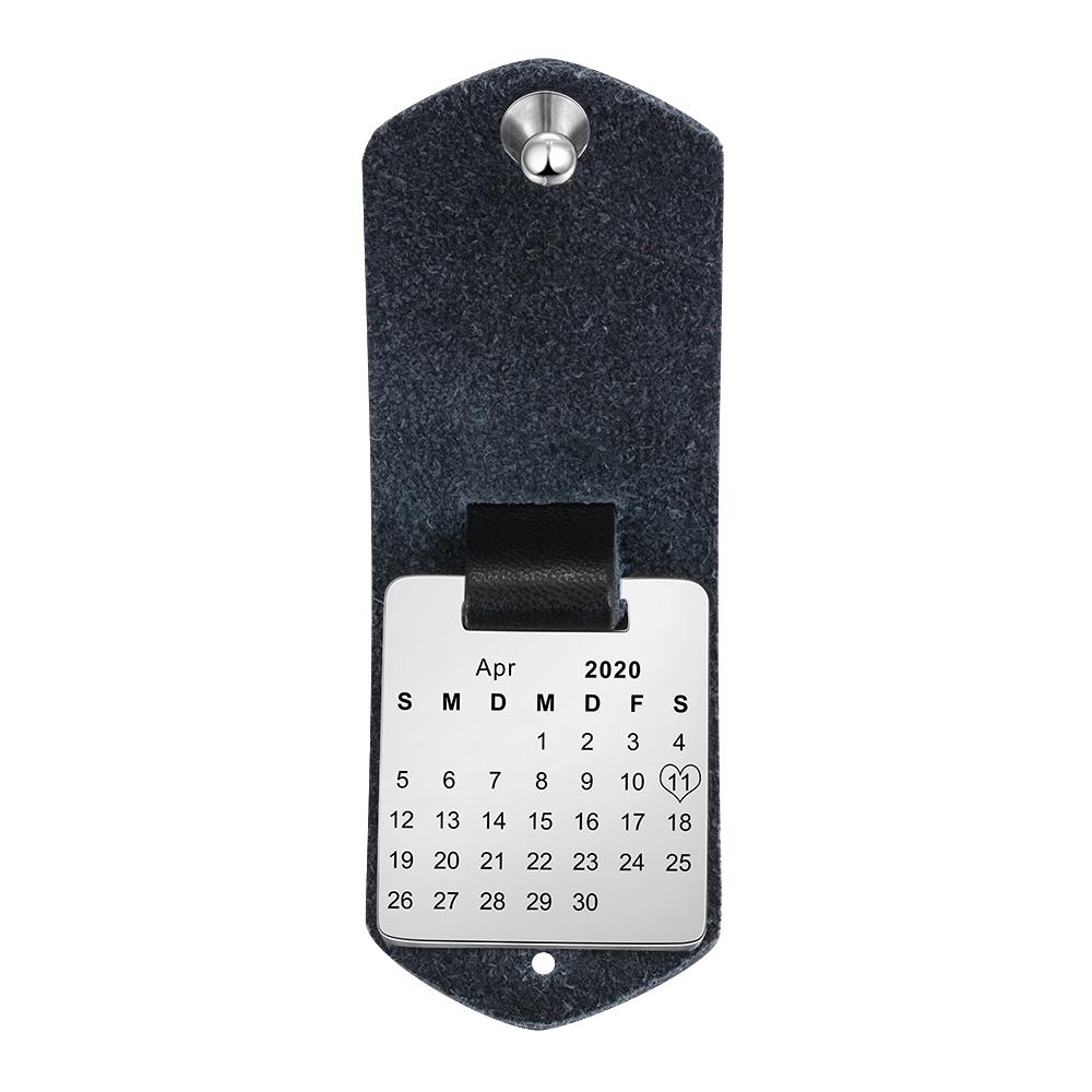 Jessemade Leather Key Fob Custom photo keychain  Gift for boyfriend picture key chain  key fob leather Calendar