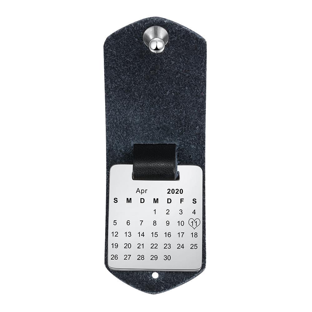 Jessemade Leather Key Fob Custom photo keychain  Gift for boyfriend picture key chain  key fob leather Calendar