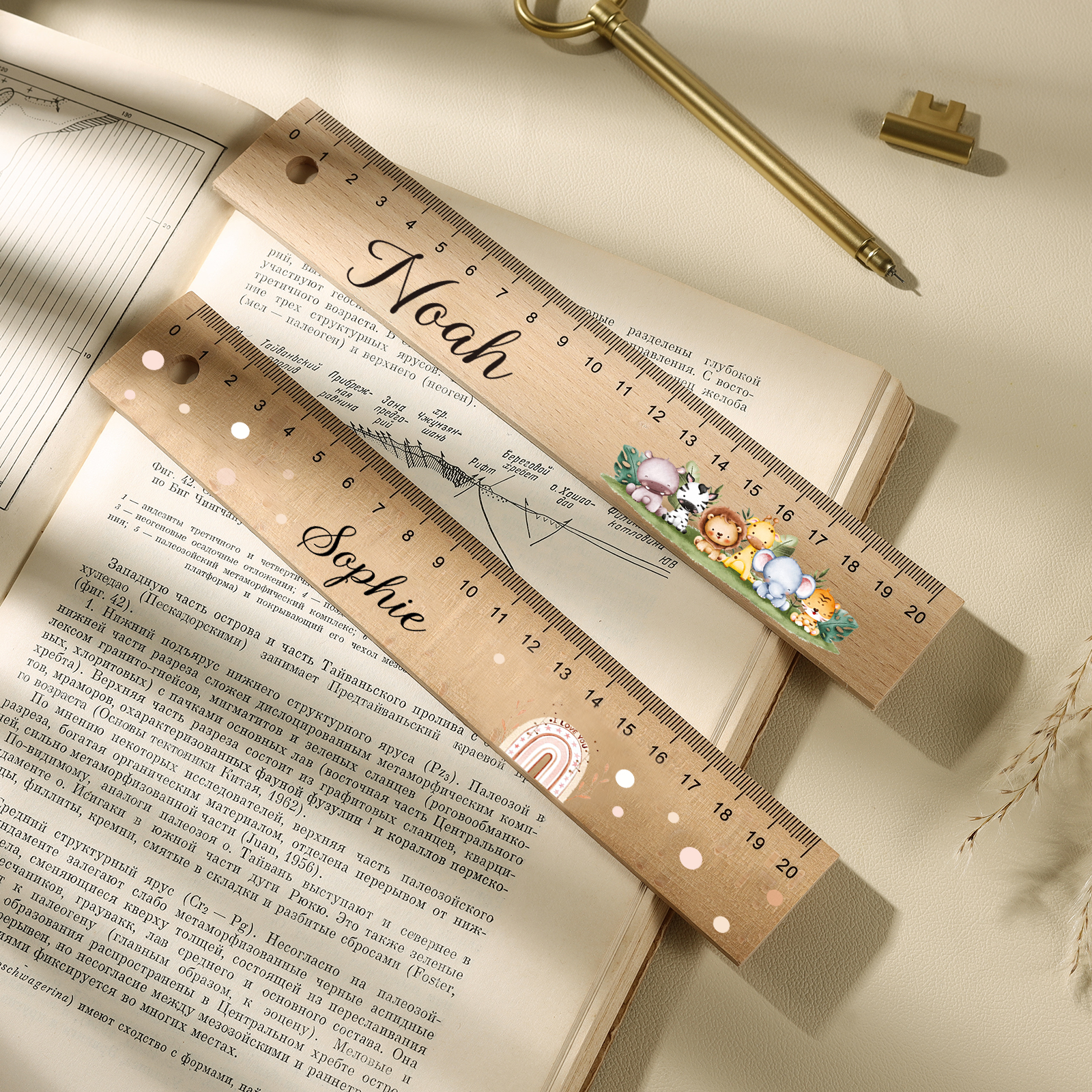 Custom 1 Name Ruler Wooden Ruler Back To School Gift for Boys Girls