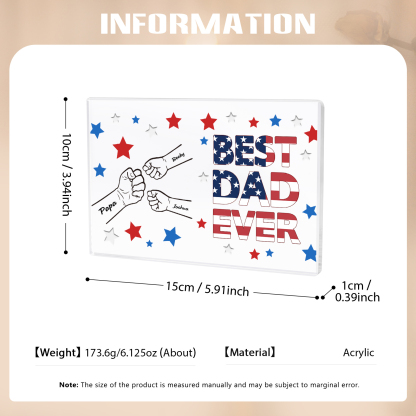 3 Names - Personalized Fist Family Acrylic Keepsake Customized Name Acrylic Home Decor Gift for Dad