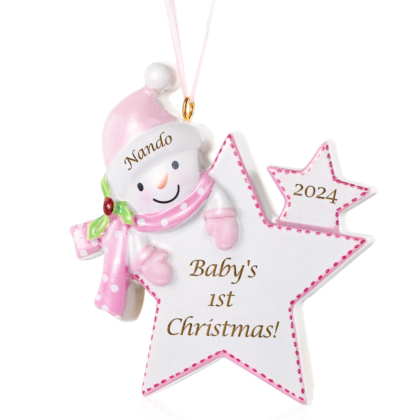 Custom Baby's First Christmas Snowman Star Ornament