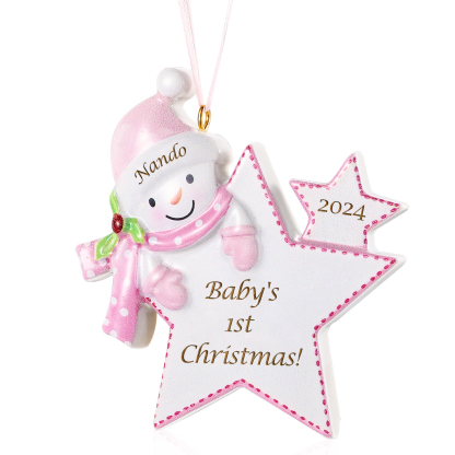 Custom Baby's First Christmas Snowman Star Ornament