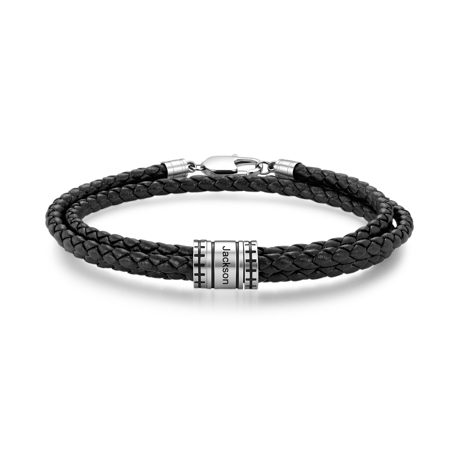 Personalized braided leather men’s bracelet customized with 1-6 names, birthday and Valentine’s Day gift for husband, dad, boyfriend | Jessemade