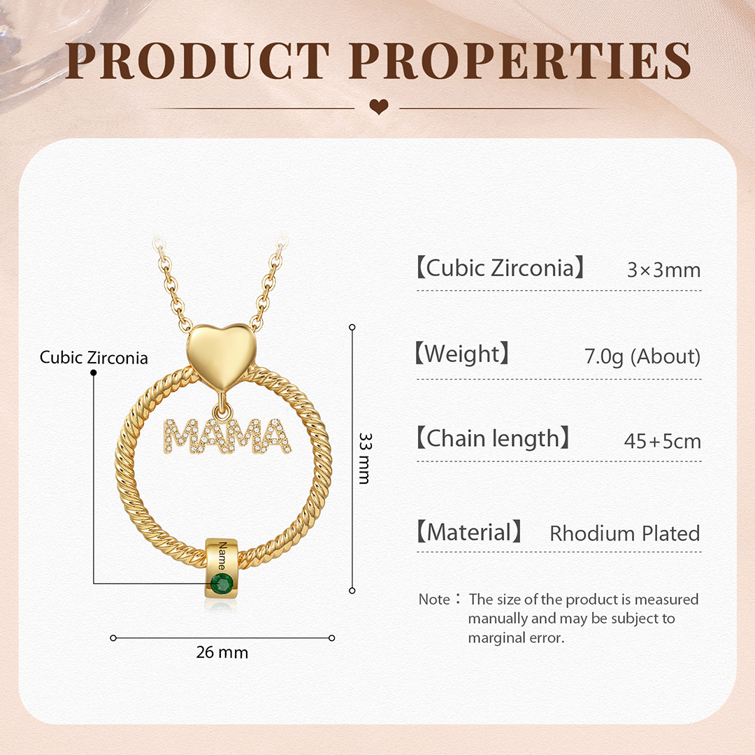 1 Name-Personalized Mom Necklace Set With  Premium Custom Necklace With 1 Birthstones Engraved Names Gift For Mother