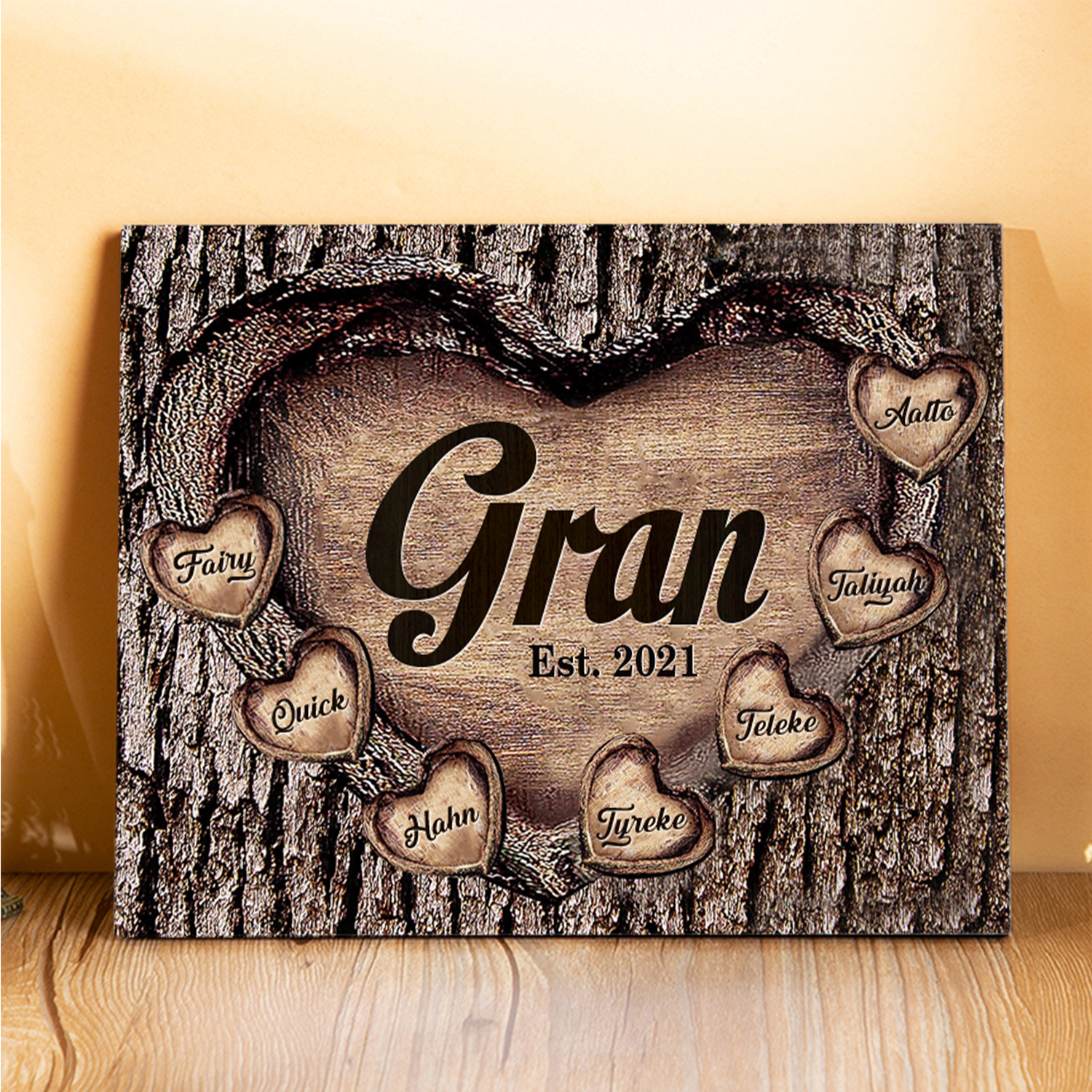 7 Names-Personalized Nana Wooden Ornament Custom Text And Date Home Decoration for Family