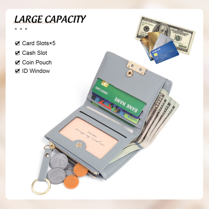 Personalized Photo And Text Pu Leather Zipper Wallet Coin Purse Three Colors Optional Gift For Women