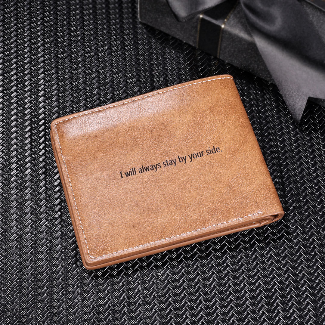 Personalized Leather Wallet Engraved Photo Short Purse Gifts For Men